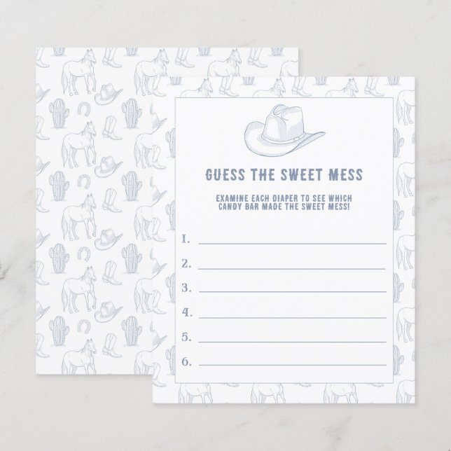 GUESS THE SWEET MESS - Cowboy Baby Dusche (Vorne/Hinten)