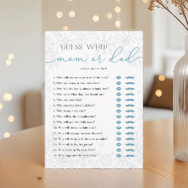 Guess Who? Mom or Dad Baby Shower Game Card Hinweiskarte