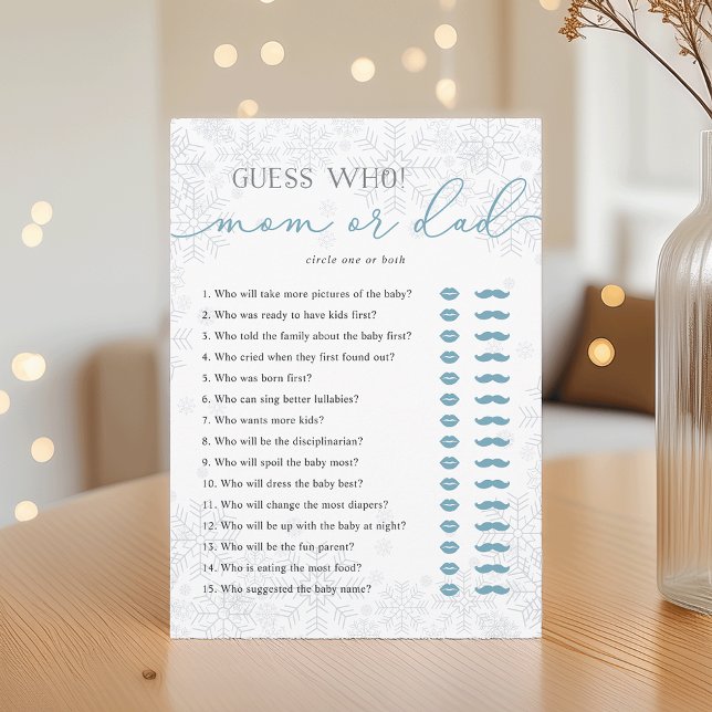 Guess Who? Mom or Dad Baby Shower Game Card Hinweiskarte (Von Creator hochgeladen)