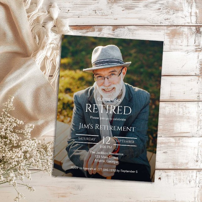 Guess Who Retired Male Photo Invitation (Créateur téléchargé)