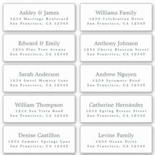 Guest Address Labels BESTELLEN Sie auf 6" oder 8"!