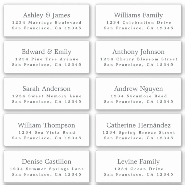 Guest Address Labels BESTELLEN Sie auf 6" oder 8"! (Vorderseite)