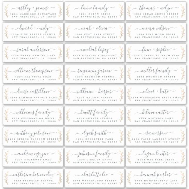 Guest Address Labels: BESTELLUNG AUF 14" oder 8" Aufkleber (Vorderseite)