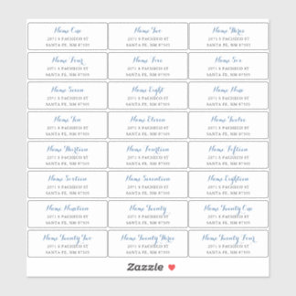 Guest Address Labels mit blauem Skript