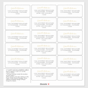 Guest Address Labels Simple Gold Calligraphy