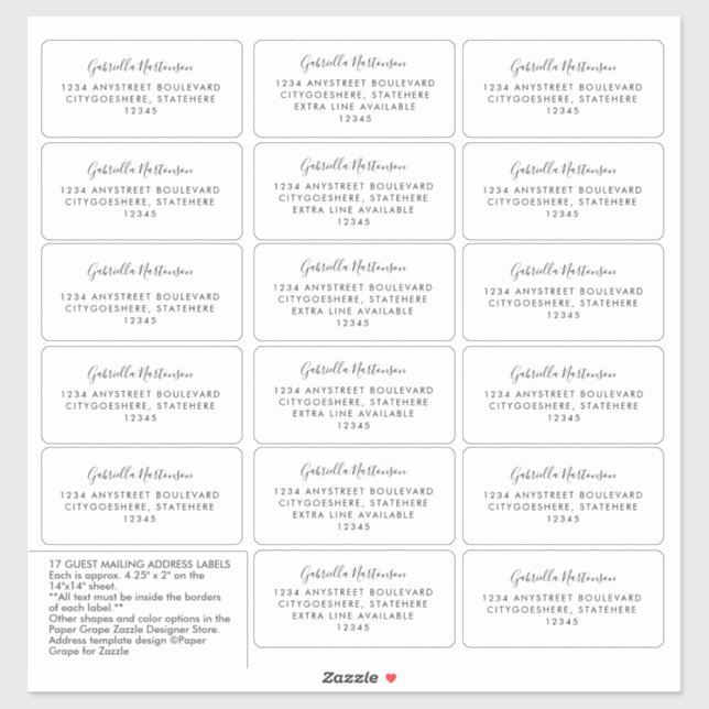 Guest Address Labels Simple Modern Calligraphy (Blatt)