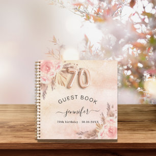 Guest book 70th birthday pampas grass rose gold notizbuch