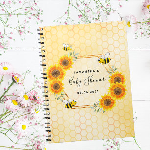 Guest book baby shower bees sunflowers notizblock