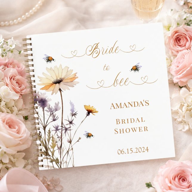 Guest book Bridal Shower wildflowers Bride to Bee Notizbuch (Von Creator hochgeladen)