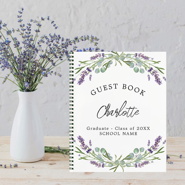 Guest book graduation lavender violet eucalyptus notizbuch (Von Creator hochgeladen)