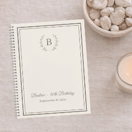 Guest Book ivory taupe Monogram Birthday Notizbuch