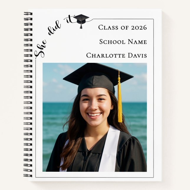Guest book modern photo Graduation Party Notizbuch (Vorderseite)