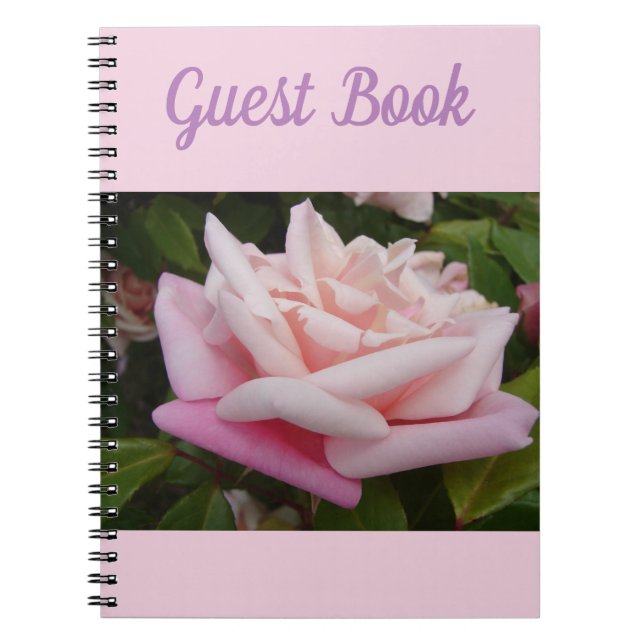Guest Book Rose Beautiful Pink Rose Flower Retro Notizblock (Vorderseite)