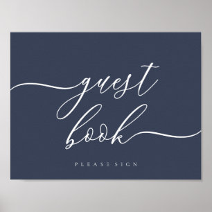 Guest Book Sign simple Navy Poster