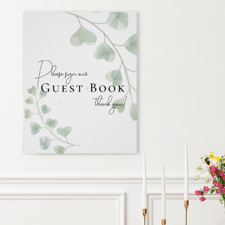 Guest Book Sign with Eucalyptus Leaves Poster