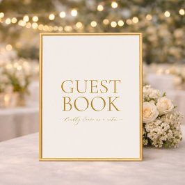 Guest Book Wedding Sign – Elegant Gold Calligraphy Poster