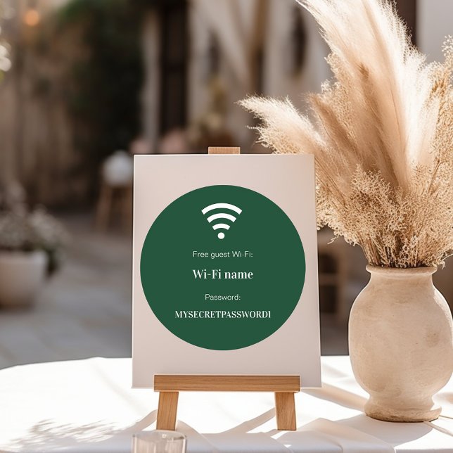 Guest customer wifi network password emerald green runder aufkleber (Von Creator hochgeladen)