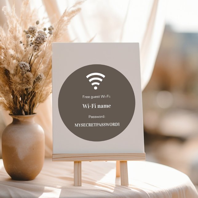Guest customer wifi network password taupe brown runder aufkleber (Von Creator hochgeladen)