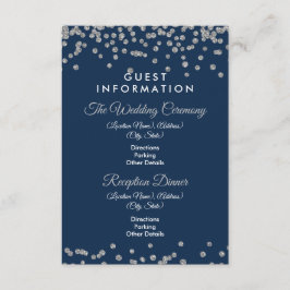 Guest Information Silver Glitzer Confetti Navy Begleitkarte