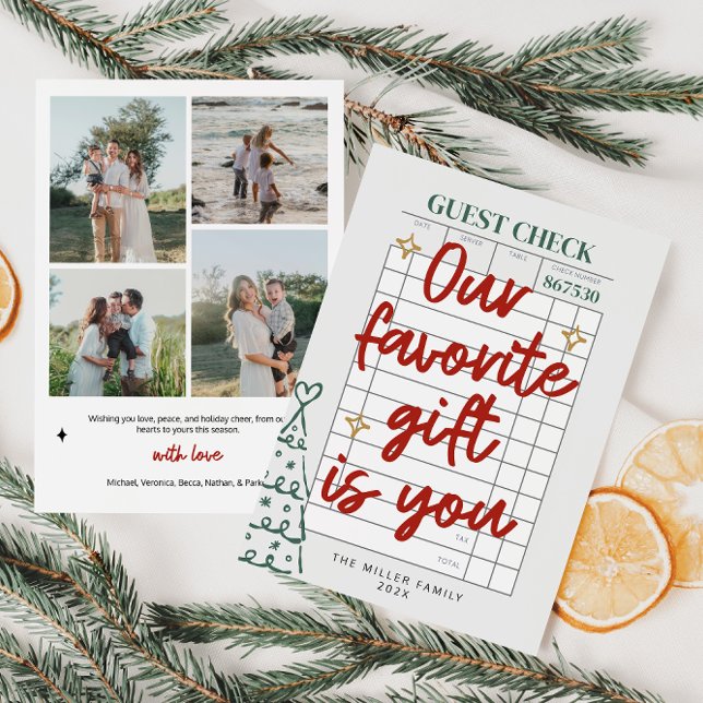 Guest Karo Family Foto Weihnachten (Trendy Guest Check Family Photo Christmas Card)