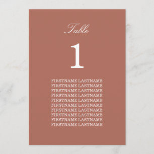 Guest Names Cocoa Sienna Table Card