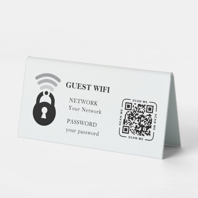 Guest Wifi Password and Network Business Table Tischaufsteller (Vorderseite)