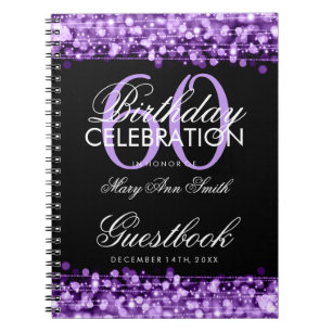 Guestbook-60. Geburtstags-Party-Glitzern lila Notizblock