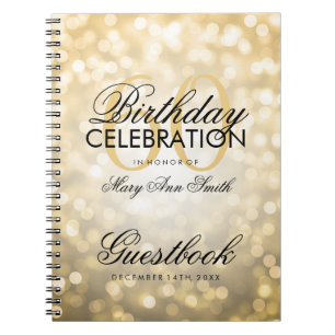 Guestbook-60. Geburtstags-Party-GoldGlitzer-Licht Notizblock