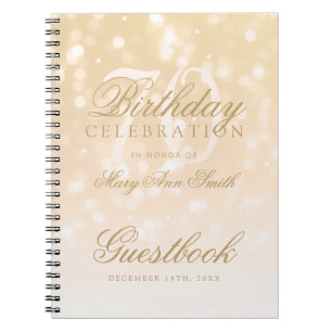 Guestbook-70. Geburtstags-GoldBokeh Schein-Lichter Notizblock