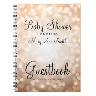 Guestbook-Baby-Duschen-Kupfer-Glitzer-Lichter Notizblock