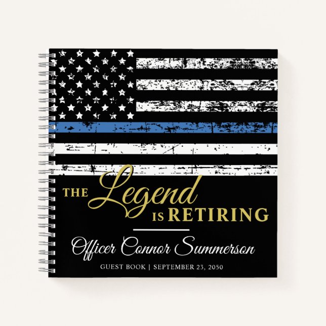 Guestbook für Polizeischutz - Thin Blue Line Flag Notizbuch (Vorderseite)