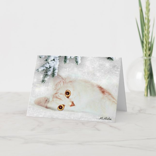 Gui la carte de Noël argentée de chat persan (Devant)
