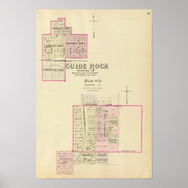 Guide Rock und Blue Hill, Nebraska Poster (Vorne)
