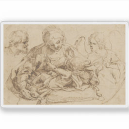 Guido Reni - Heilige Familie mit Engel Aufkleber
