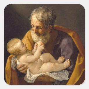 Guido Reni - Heiliger Joseph und das Jesuskind Quadratischer Aufkleber