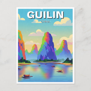 Guilin China Li River Reisen Abstrakte Kunst Postkarte