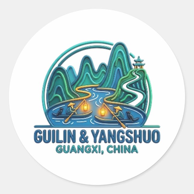 GUILIN & YANGSHUO RUNDER AUFKLEBER (Vorderseite)