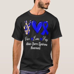 Guillain Barre Syndrom GBS Peace Liebe Hope Blue R T-Shirt