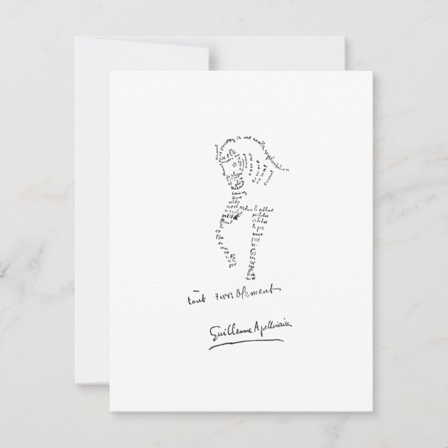 Guillaume Apollinaire, Calligram Cheval Mitteilungskarte (Vorderseite)