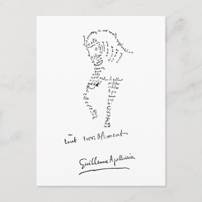 Guillaume Apollinaire, Calligram Cheval Postkarte (Vorderseite)