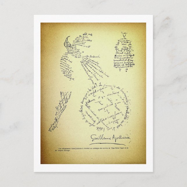 Guillaume Apollinaire, Poème Calligram (1920) Postkarte (Vorderseite)