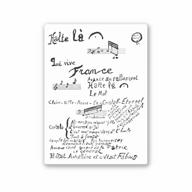 Guillaume Apollinaire, Venu de Dieuze Aufkleber (Vorderseite)