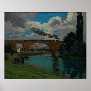 Guillaumin - Eisenbahnbrücke über den Marne Poster