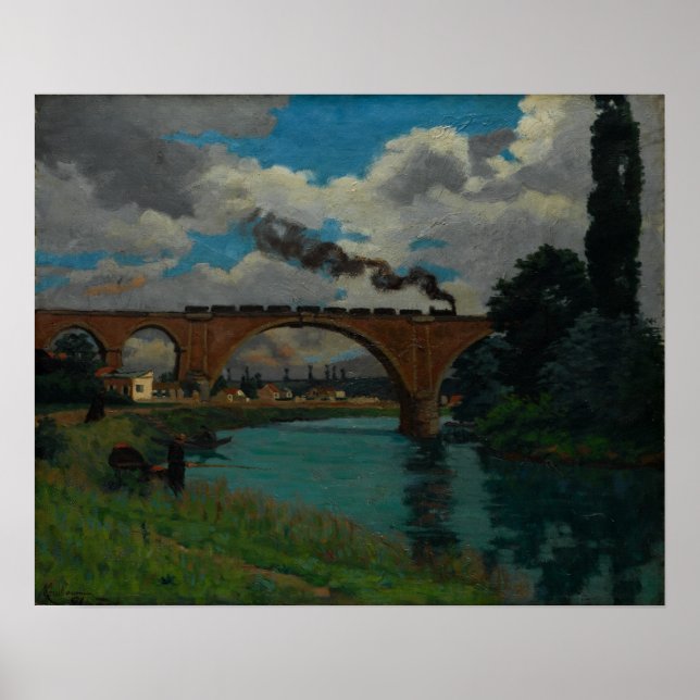 Guillaumin - Eisenbahnbrücke über den Marne Poster (Vorne)