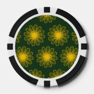 Guilloche-Blume dunkelgelb Pokerchips