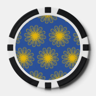 Guilloche-Blume lila gelb Pokerchips
