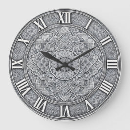 Guilloché Roman Numeral — Luxury Engraved pattern Große Wanduhr