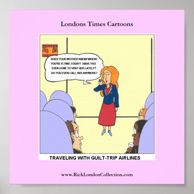 Guilt Trip Airlines Funny Carrton Poster drôle (Devant)