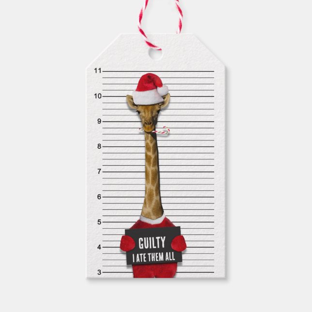Guilty Giraffe Mugshot Funny Christmas Geschenkanhänger (Vorderseite)