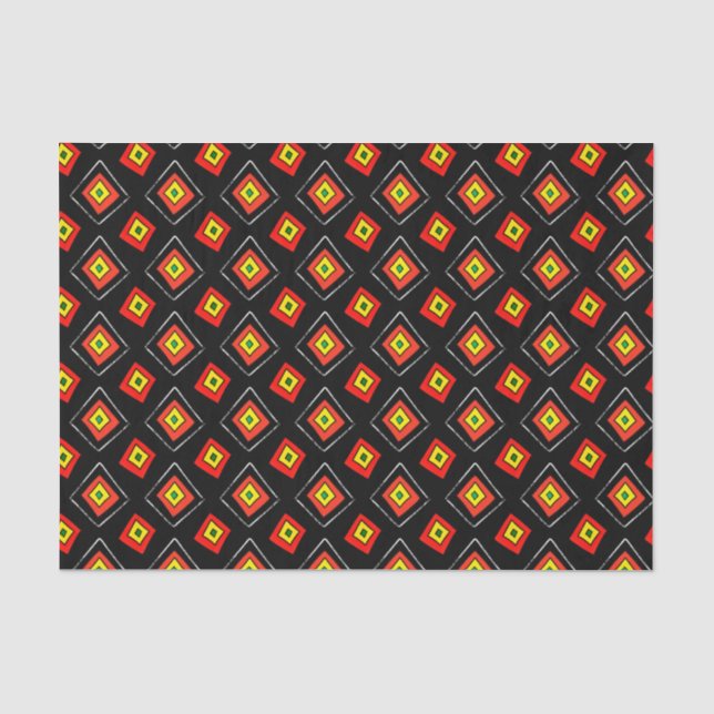 Guinea Bissau African Print on Black Seidenpapier (Vorderseite)